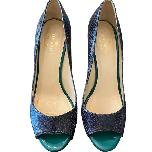 Kate Spade Cris Green Multi Metal Python Heels - Picture 7 of 10
